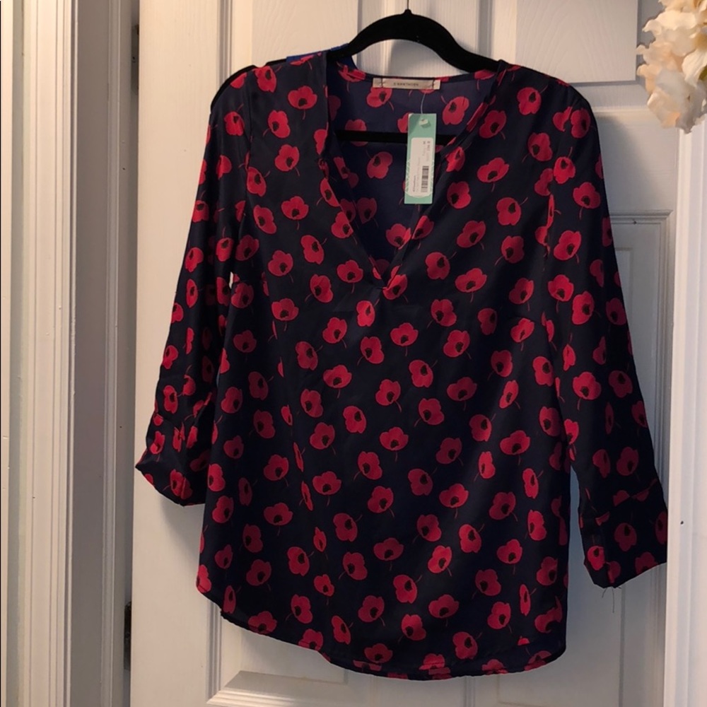 41 Hawthorn Split-Neck Flowered Blouse
